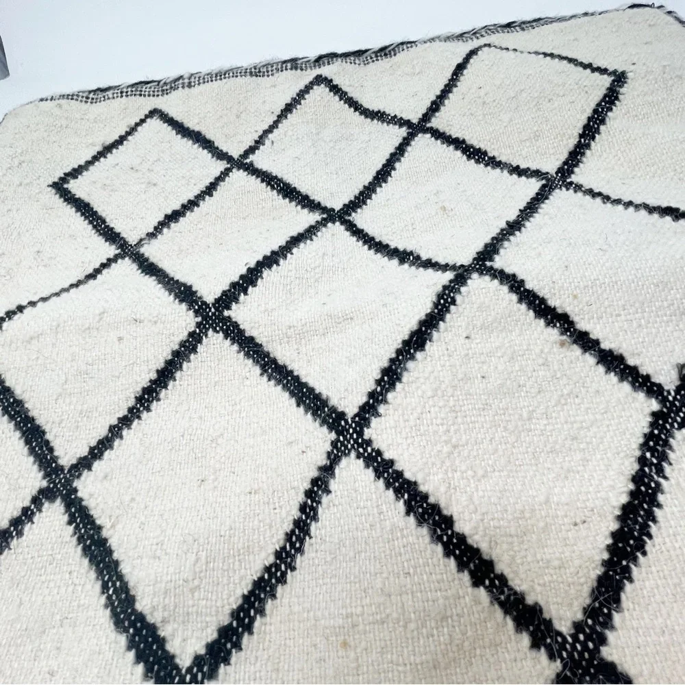 BLOOMINGVILLE Ivory Black Urban Ethnic Linen Blend Woven Pillow Cover 20” X 20”
